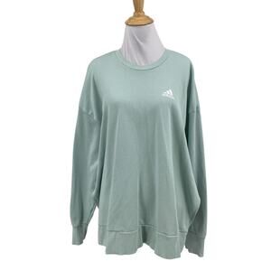 Adidas Sweater Women L Large Seamist 3S Split Crew French Terry Drop Shoulder